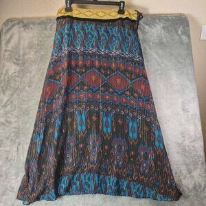 ZBD Design Womens Silk Skirt 12 Multicolor Beaded Ikat Boho Maxi Festival Unique